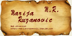 Marija Ružanović vizit kartica